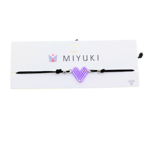 Toptan Altın Renk Mor Kalp Model Miyuki Bileklik - 2939