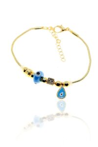 Toptan Altın Renk Turkuaz Damla Pandora Zirkon Bileklik - 2971