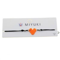 Toptan Altın Renk Turuncu Kalp Model Miyuki Bileklik - 2940