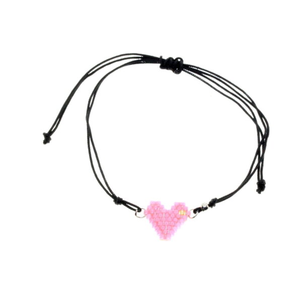 Toptan Altın Renk Pembe Kalp Model Miyuki Bileklik - 2938