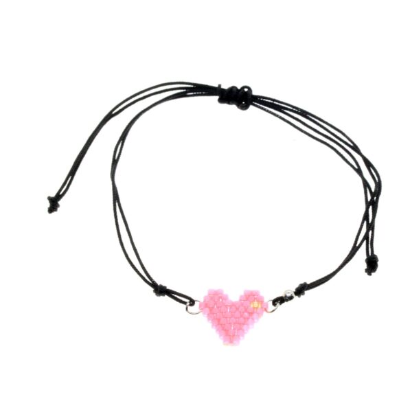 Toptan Altın Renk Pembe Kalp Model Miyuki Bileklik - 2938 - Görsel 2
