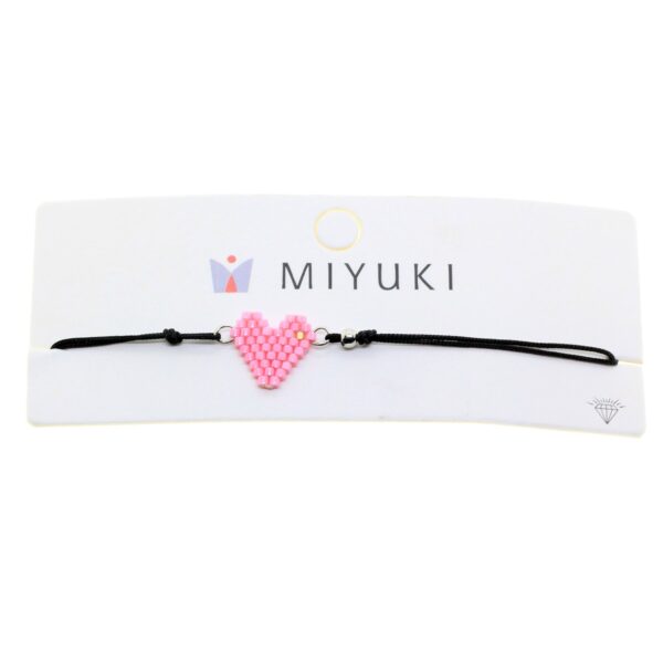 Toptan Altın Renk Pembe Kalp Model Miyuki Bileklik - 2938 - Görsel 3