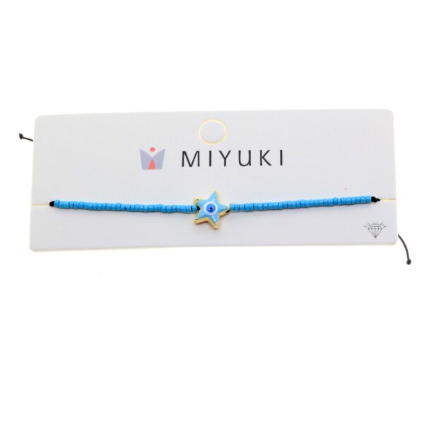 Toptan Altın Renk Turkuaz Yıldız Mineli Model Miyuki Bileklik - 2951 - Görsel 2