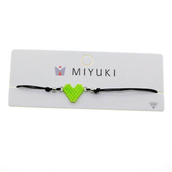Toptan Altın Renk Yeşil Kalp Model Miyuki Bileklik - 2941