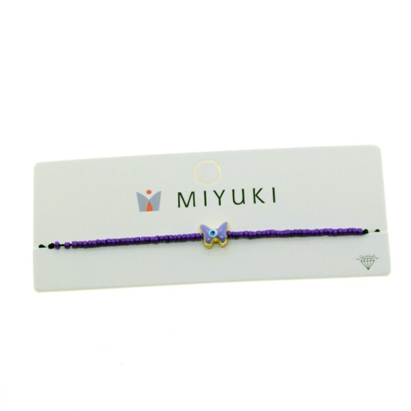 Toptan Altın Renk Mor Mineli Kelebek Model Miyuki Bileklik - 2957 - Görsel 2