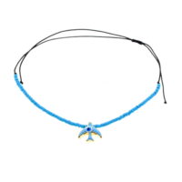 Toptan Altın Renk Turkuaz Mineli Kuş Model Miyuki Bileklik - 2955