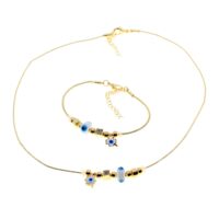 Toptan Altın Renk Beyaz Mineli Yonca Kolye Ve  Bileklik Pandora  Kombin Zirkon Set Takım -  2997