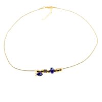 Toptan Altın Renk Mavi Mineli Balık Pandora Model Zirkon Kolye  - 2992