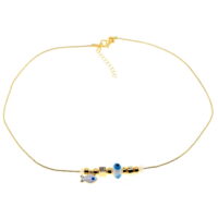 Toptan Altın Renk Beyaz Mineli Balık Pandora Model Zirkon Kolye  - 2988