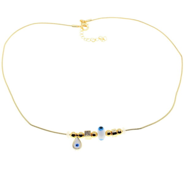 Toptan Altın Renk Beyaz Damla Pandora Model Zirkon Kolye  - 3004