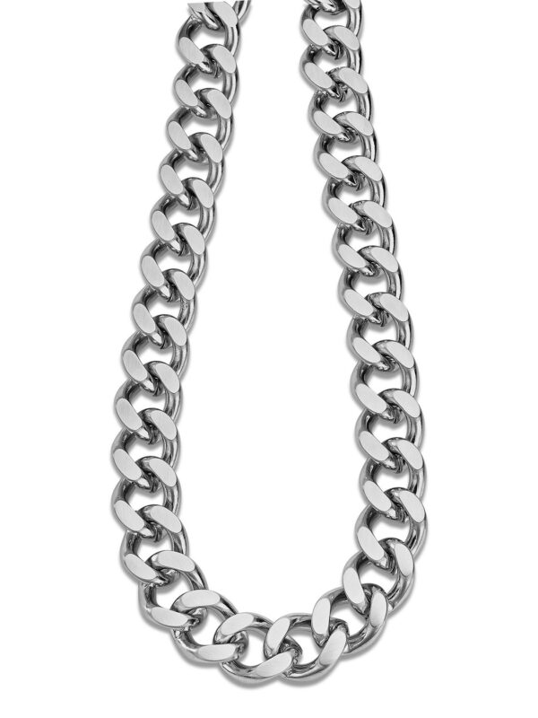 Toptan Gümüş Renk Traşlı Zincir Paslanmaz  Unisex Çelik Kolye 55 Cm. Çelik Kolye - 2677 - Görsel 2
