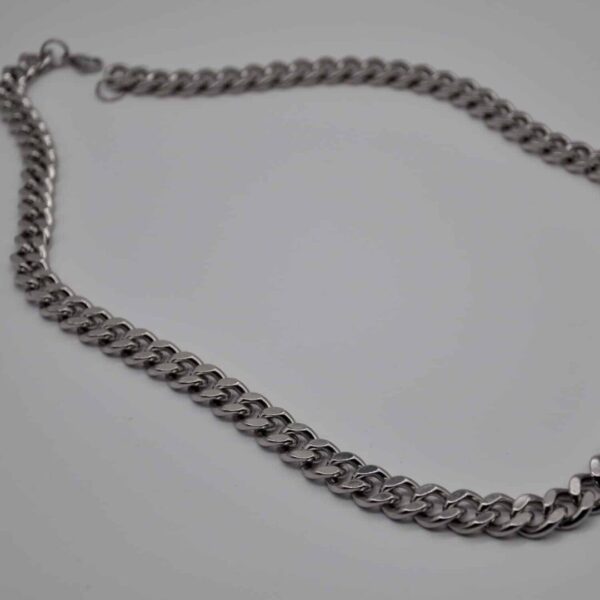 Toptan Gümüş Renk Traşlı Zincir Paslanmaz  Unisex Çelik Kolye 55 Cm. Çelik Kolye - 2677 - Görsel 4