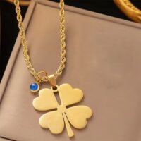 Toptan Altın Rengi Yazı Yazılabilen Burgu Zincir  Yonca 45 Cm Vip Solmaz Kararmaz Çelik Kolye - 3039