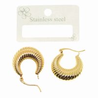 Alternative view of Toptan Altın Renk Çengelli Tombul Halka Küpe Vip Kararmaz Solmaz Çelik Küpe - 3037