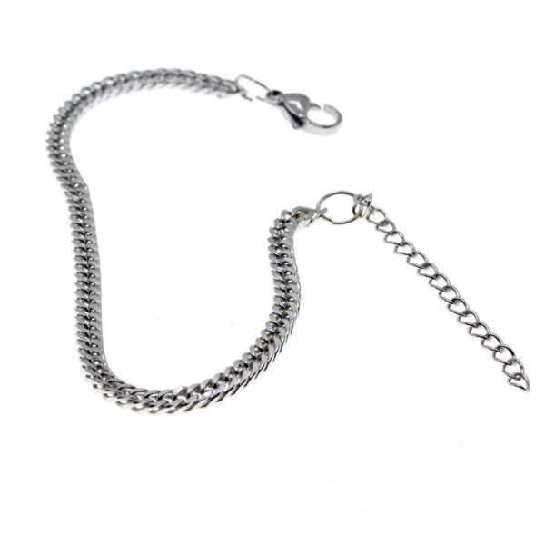 Toptan Gümüş Renk Sık Aralıklı Yassı Zincir Unisex Çelik Bileklik -  3012 - Görsel 6