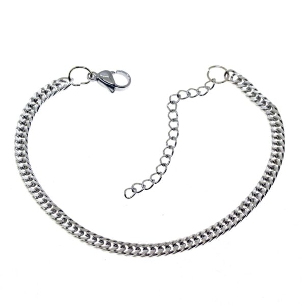 Toptan Gümüş Renk Sık Aralıklı Yassı Zincir Unisex Çelik Bileklik -  3012 - Görsel 4