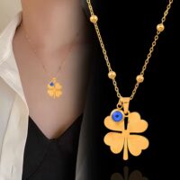 Toptan Altın Rengi Yazı Yazılabilen Top Zincir  Yonca 45 Cm Vip Solmaz Kararmaz Çelik Kolye - 3041