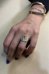 Alternative view of Toptan Altın Renk Mavi Küre Ve Unicorn Gezegen  Model Zirkon Taşlı Çelik Ayarlanabilir Çelik Yüzük - 3105