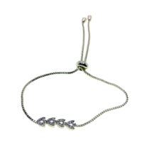 Toptan Gümüş Renk Dörtlü Ok Asansör Zirkon Bileklik - 2727