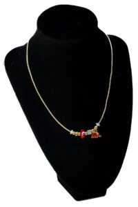 Toptan Altın Renk Kırmızı Mineli Fil Pandora Model Zirkon Kolye  - 2760