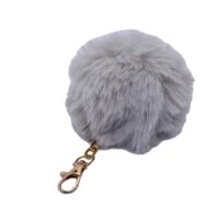 Toptan Gümüş Renk Peluş Ponpon Anahtarlık 971
