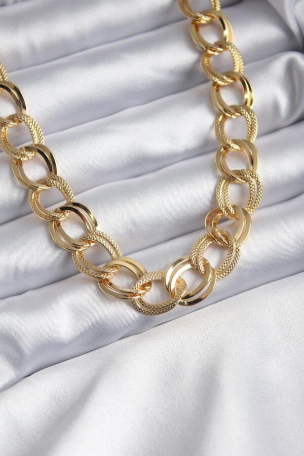 Toptan Altın Renk Samanyolu Zincir Çelik Choker Kolye  - 3134