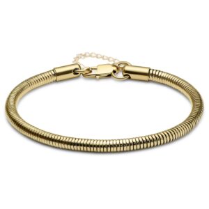 Toptan Altın Renk Unisex Snake Zincir (4 mm) Çelik Bileklik - 3138