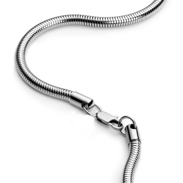 Toptan Gümüş Renk Unisex Snake Zincir (4 mm) 60 cm. Çelik Kolye- 3141 - Görsel 2