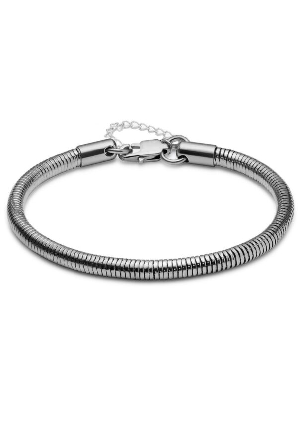 Toptan Gümüş Renk Unisex Snake Zincir (4 Mm) 60 Cm. Çelik Kolye & Bileklik Set Vip Çelik Set - 3143 - Görsel 3