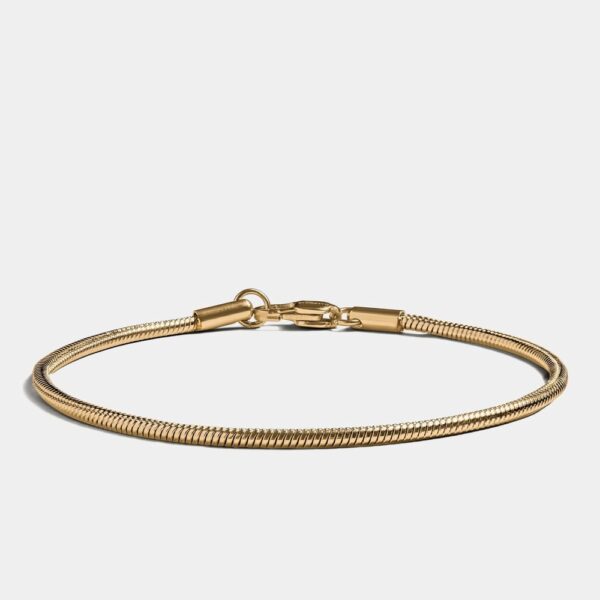 Toptan Altın Renk Unisex Snake Zincir (2 mm) Çelik Bileklik - 3139 - Görsel 2