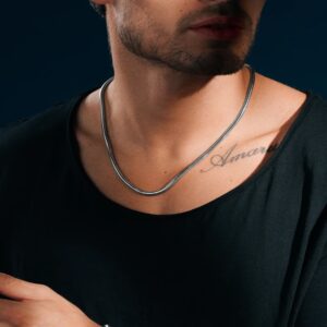 Toptan Gümüş Renk Unisex Snake Zincir (4 mm) 60 cm. Çelik Kolye- 3141