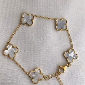 Toptan Altın Renk Beyaz Sedef Van Cleef Bijuteri Bileklik - 3129