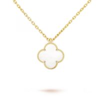 Toptan Altın Renk Beyaz Sedef Van Cleef Bijuteri Kolye- 3152