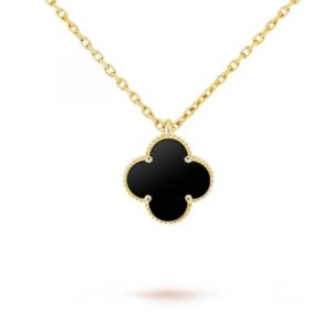 Toptan Altın Renk Siyah Sedef Van Cleef Bijuteri Kolye - 3153