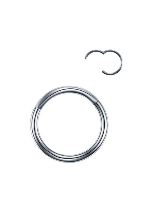 Toptan Gümüş Renk Paslanmaz Kararmaz Cerrahi Çelik Tam Halka Kıkırdak Tragus Helix Çelik Piercing - 3172 - Görsel 2