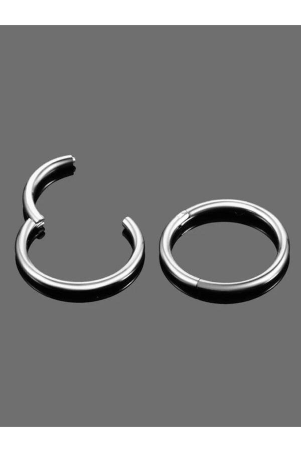 Toptan Gümüş Renk Paslanmaz Kararmaz Cerrahi Çelik Tam Halka Kıkırdak Tragus Helix Çelik Piercing - 3172 - Görsel 3