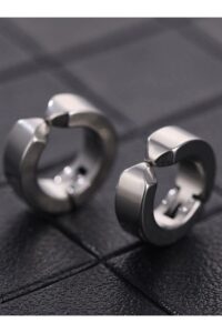 Toptan Gümüş Renk 1 Ad. Sıkıştırmalı Unisex Çelik Küpe Deliksiz Kulaklara Çelik Küpe - 3185 8 5b780f5b655646e7b7e2d41f1048f44c-toptan taki