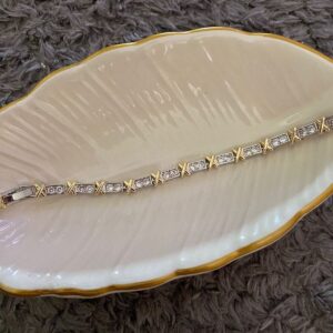 Toptan İki Renkli Özel Seri  Zirkon Taş Xoxo Tiffany Su Yolu Bileklik Çelik Bileklik -  3175