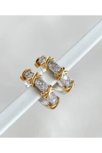 Toptan Gümüş Renk Xoxo Model Zirkon Taşlı Çelik Küpe Çelik Küpe - 3180
