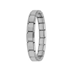 Toptan Gümüş Renk 18 Parçadan Oluşan Unisex Nomi İtalyan Charm 18 Cm. Çelik Bileklik (YAZISIZ)- 3120