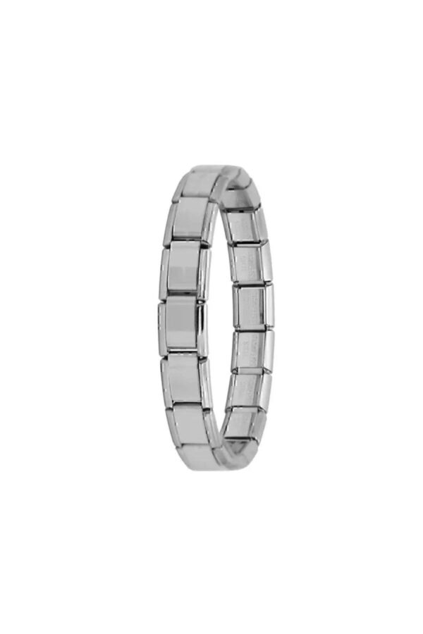 Toptan Gümüş Renk 18 Parçadan Oluşan Unisex Nomi İtalyan Charm 18 Cm. Çelik Bileklik (YAZISIZ)- 3120