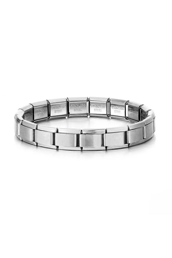 Toptan Gümüş Renk 18 Parçadan Oluşan Unisex Nomi İtalyan Charm 18 Cm. Çelik Bileklik (YAZISIZ)- 3120 - Görsel 4
