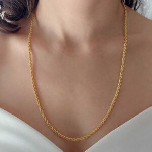 Toptan Altın Renk Unisex Çelik İnce 3mm Burgu Çelik Kolye - 1437