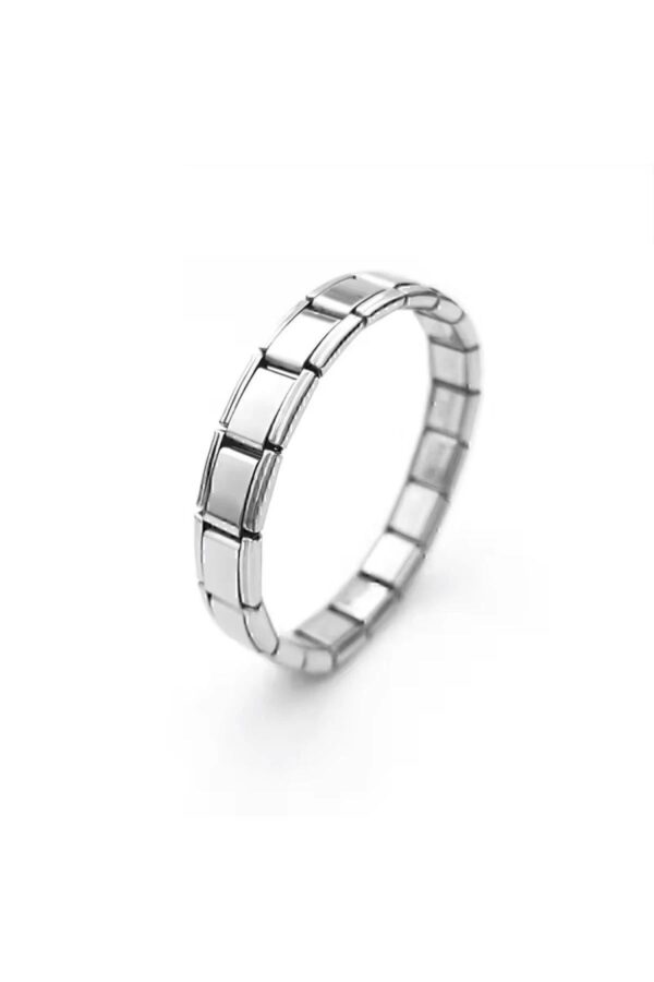 Toptan Gümüş Renk 18 Parçadan Oluşan Unisex Nomi İtalyan Charm 18 Cm. Çelik Bileklik (YAZISIZ)- 3120 - Görsel 2