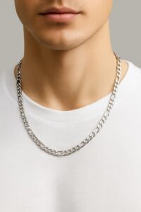 Toptan Gümüş Renk Şavin Kuşgözü Zincir Paslanmaz Unisex Çelik Kolye 55 Cm. Çelik Kolye - 3011