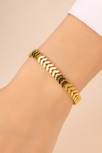 Toptan Altın Renk Kılçık Unisex Çelik Bileklik - 3369