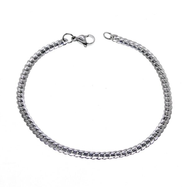 Toptan Gümüş Renk Unisex Çelik Kalın Örme Zincir Çelik Bileklik - 2802 - Görsel 2