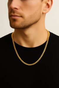 Toptan Altın Renk Cuban İnce Paslanmaz Çelik Unisex Erkek Zincir Kolye 55 Cm. Çelik Kolye - 3336