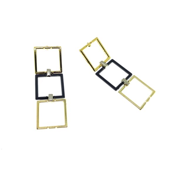 Toptan Altın Renk Kare Model Şık Sallantılı Küpe - 2210 - Görsel 2