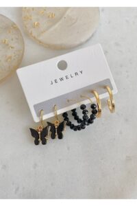 Toptan Altın Renk Kadın 6 'lı Siyah Kelebek Zirkon Küpe Seti - 2922 9 1d36289b2df244e2b0b6040475bf1ff7-toptan taki